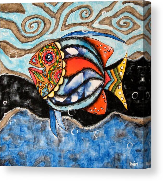 Fish Paintings Canvas Print featuring the painting Day of The Dead Fish by Rain Ririn