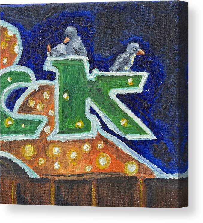 Birds Canvas Print featuring the painting Death at the Amusement Park by Patricia Arroyo