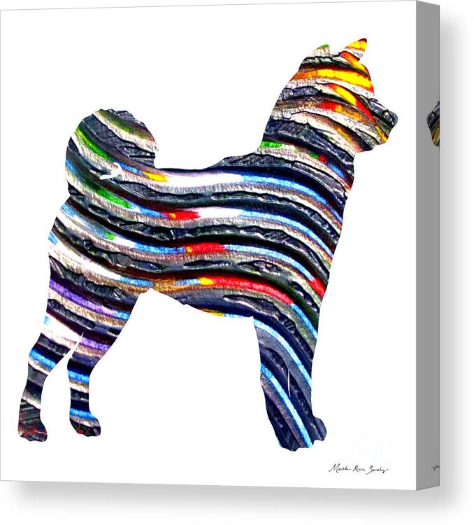 Abstract Canvas Print featuring the painting Decorative Husky Abstract O1015B by Mas Art Studio