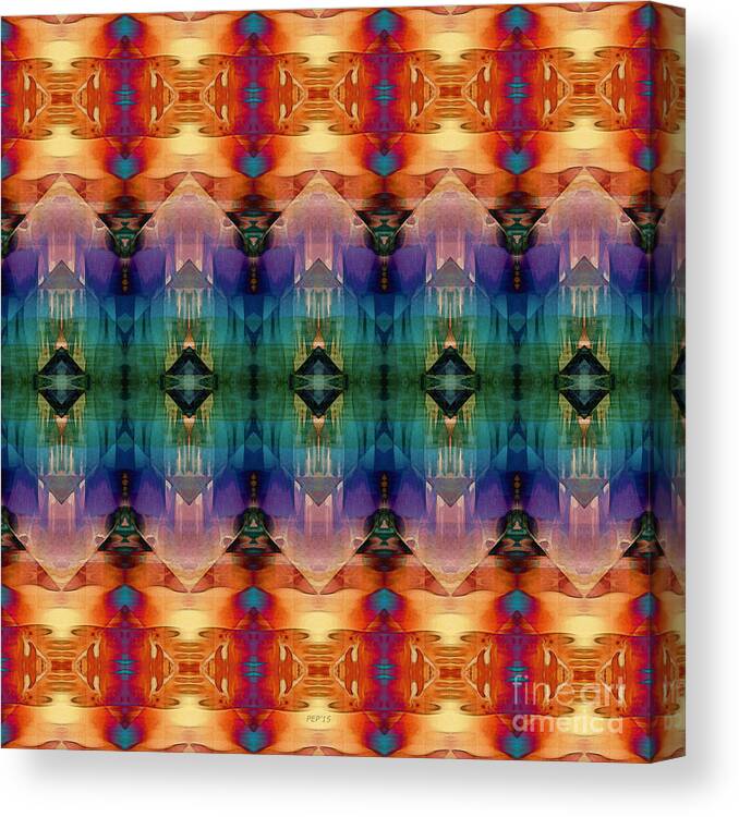 Orange Canvas Print featuring the digital art Decorative Orange Blue Abstract by Phil Perkins