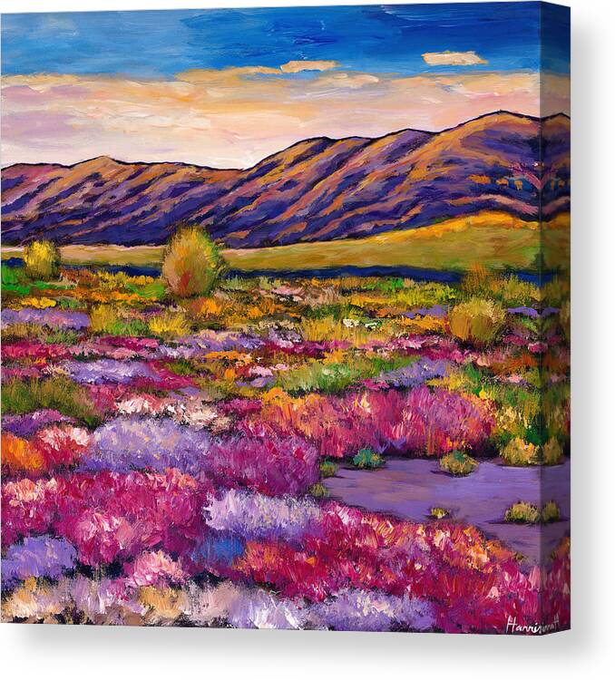 Arizona Canvas Print featuring the painting Desert in Bloom by Johnathan Harris