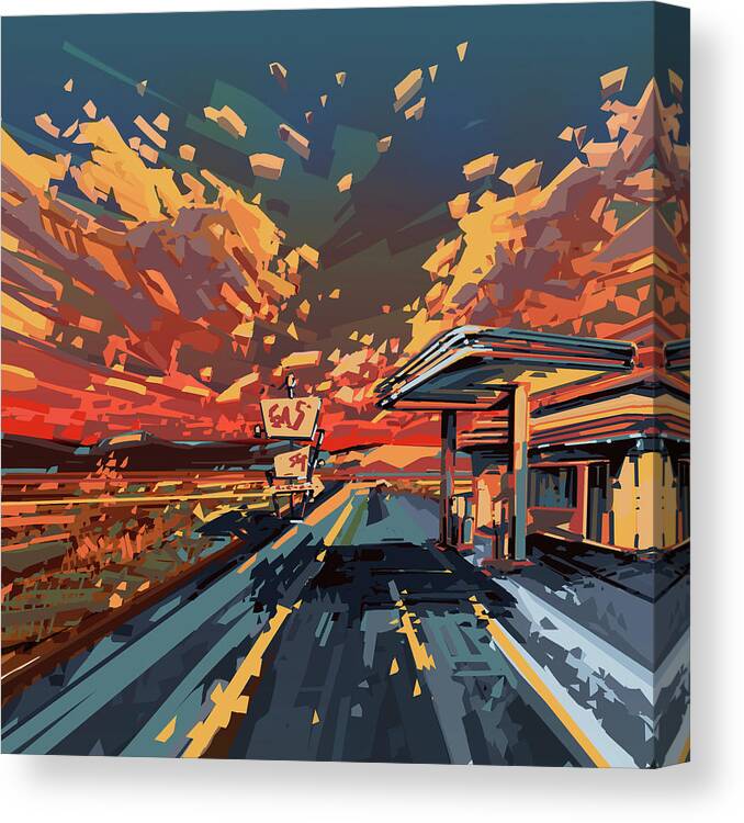 Road Canvas Print featuring the digital art Desert Road Landscape 2 by Bekim M