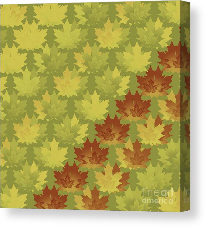 Diagonal Leaf Pattern Canvas Print featuring the digital art Diagonal Leaf Pattern by Two Hivelys