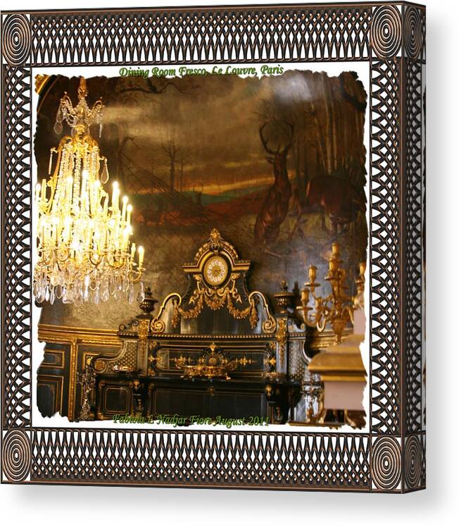Gold Canvas Print featuring the photograph Dining Room Fresco by Fabiola L Nadjar Fiore