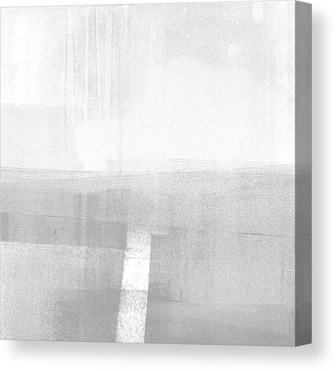 Abstract Canvas Print featuring the painting Grey Horizon Abstract Landscape Painting by Janine Aykens