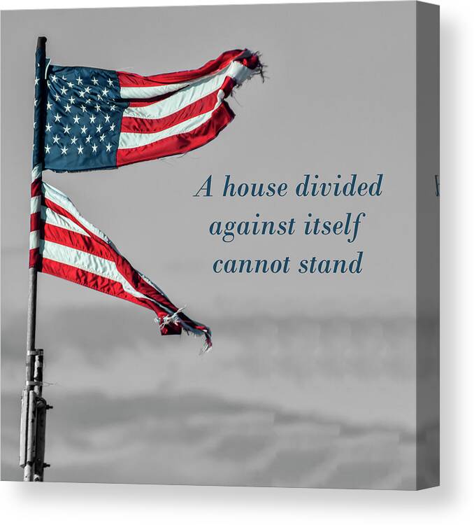 Flag Canvas Print featuring the photograph Divided by Cathy Kovarik