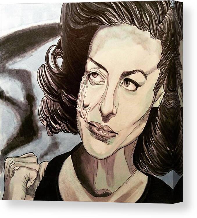 Joancrawford Canvas Print featuring the drawing Don't Fuck With Me Fellas by Russell Boyle
