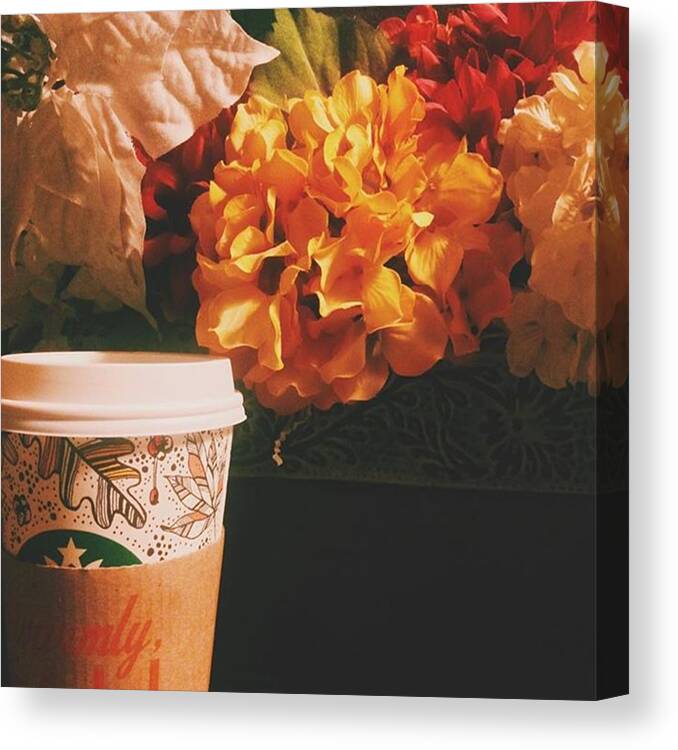 Nationalcoffeeday Canvas Print featuring the photograph Don't Mind Me As I Hop Onto The by Tatiana Soriano