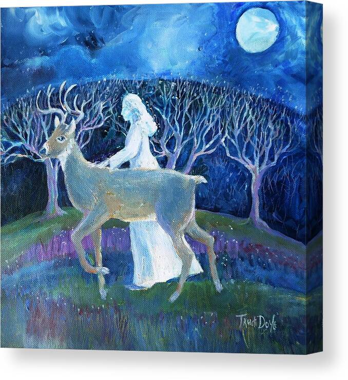 Stag Canvas Print featuring the painting Dream Journey by Trudi Doyle