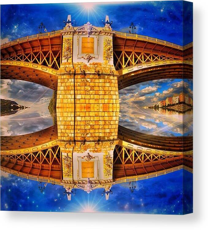 Beautiful Canvas Print featuring the photograph #dream #layout #budapest #bridge by Luigino Bottega