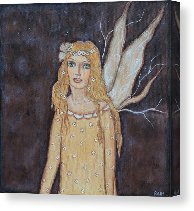 Folk Art Paintings Canvas Print featuring the painting Dreamy Fairy by Rain Ririn