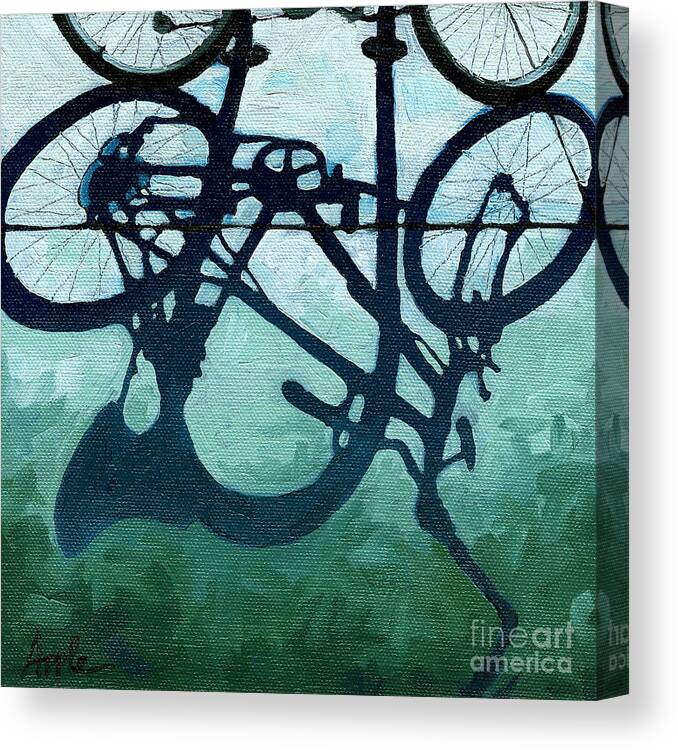 Bicycle Art Canvas Print featuring the painting Dusk Shadows - bicycle art by Linda Apple