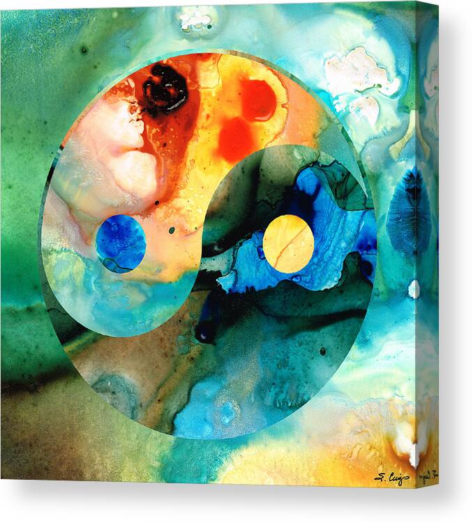 Yin Canvas Print featuring the painting Earth Balance - Yin and Yang Art by Sharon Cummings