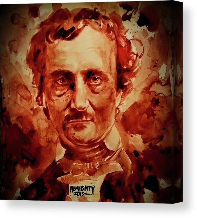  Canvas Print featuring the painting EDGAR ALLAN POE portrait by Ryan Almighty
