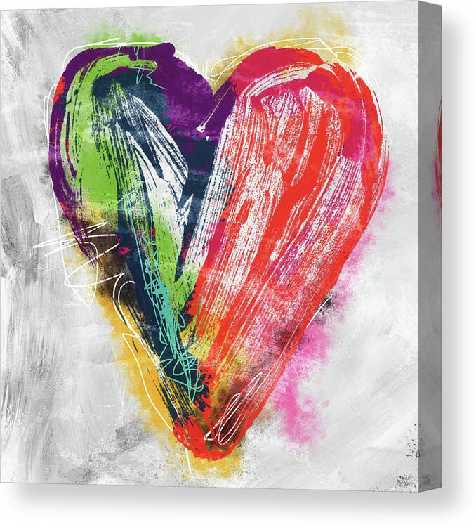 Heart Canvas Print featuring the mixed media Electric Love- Expressionist Art by Linda Woods by Linda Woods