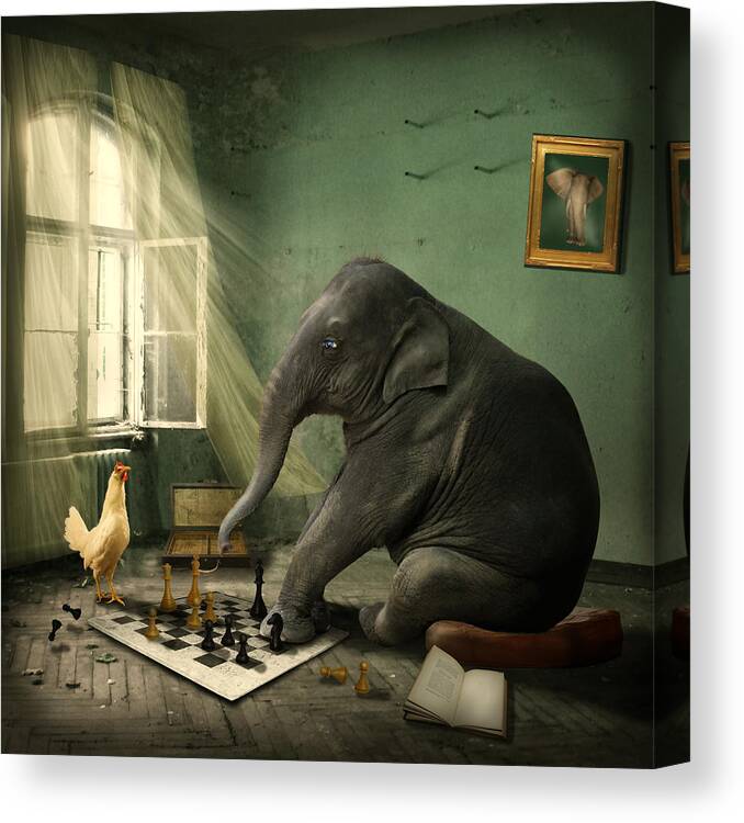 Elephant Canvas Print featuring the photograph Elephant Chess by Ethiriel Photography
