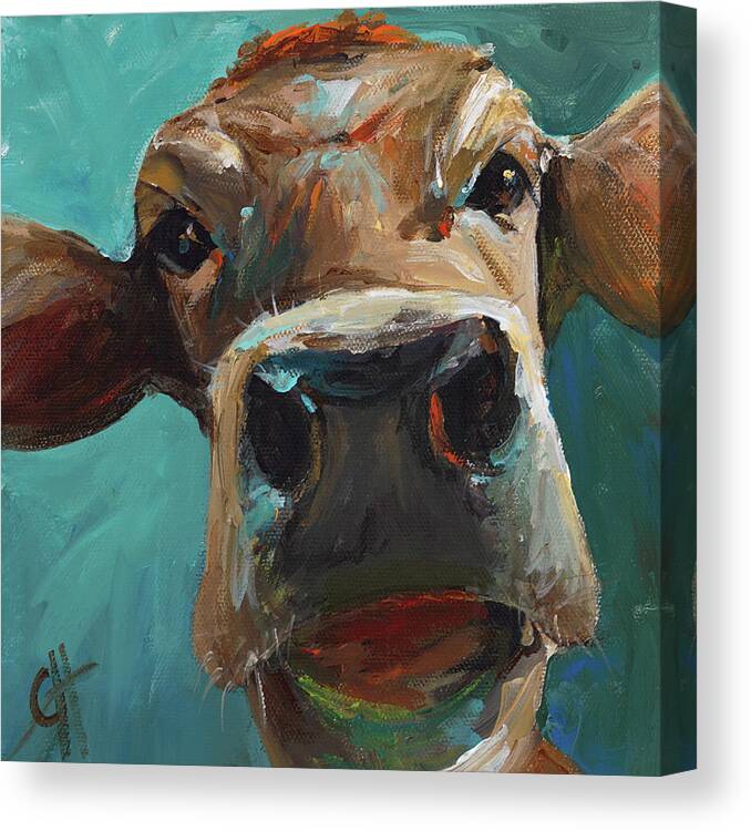 Cow Canvas Print featuring the painting Elise the Cow by Cari Humphry
