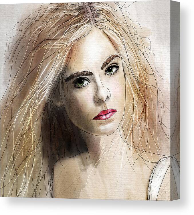 Woman Canvas Print featuring the digital art Elle by Gary Bodnar