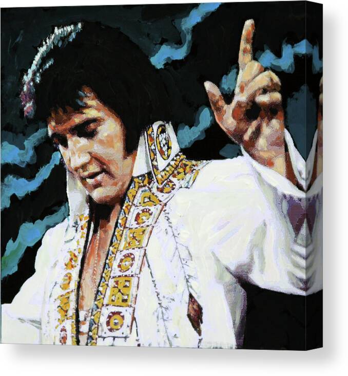 Elvis Presley Canvas Print featuring the painting Elvis - How Great Thou Art by John Lautermilch