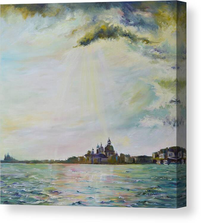 Cityscape Canvas Print featuring the painting Emerald City Venice by Ksenia VanderHoff