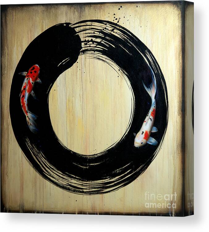 Ensō Canvas Print featuring the painting Enso with Koi by Sandi Baker