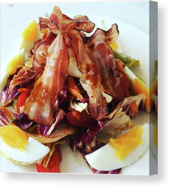 Foodblogger Canvas Print featuring the photograph #essenmitstil #salad #salat #bacon #egg by Thomas Jooss