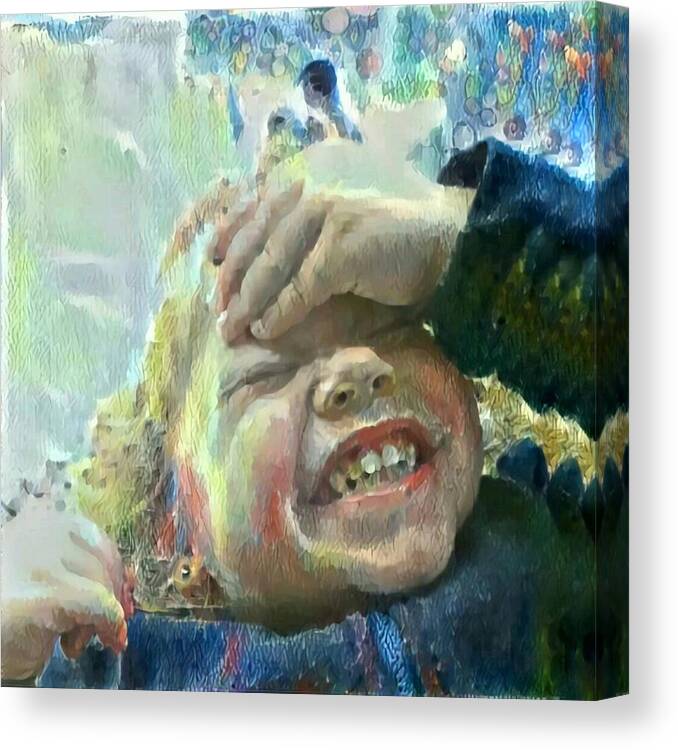 Esther Canvas Print featuring the painting Esther, What is so funny? by MendyZ