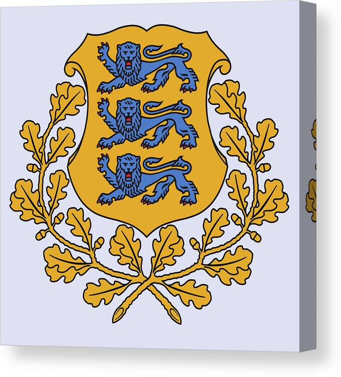 Estonia Canvas Print featuring the drawing Estonia Coat of Arms by Movie Poster Prints