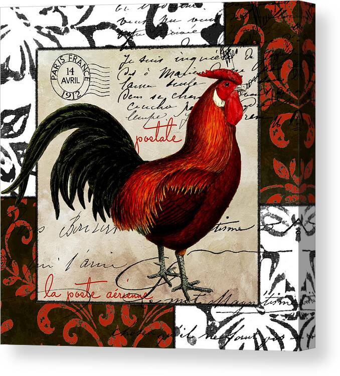 Rooster Canvas Print featuring the painting Europa Rooster II by Mindy Sommers