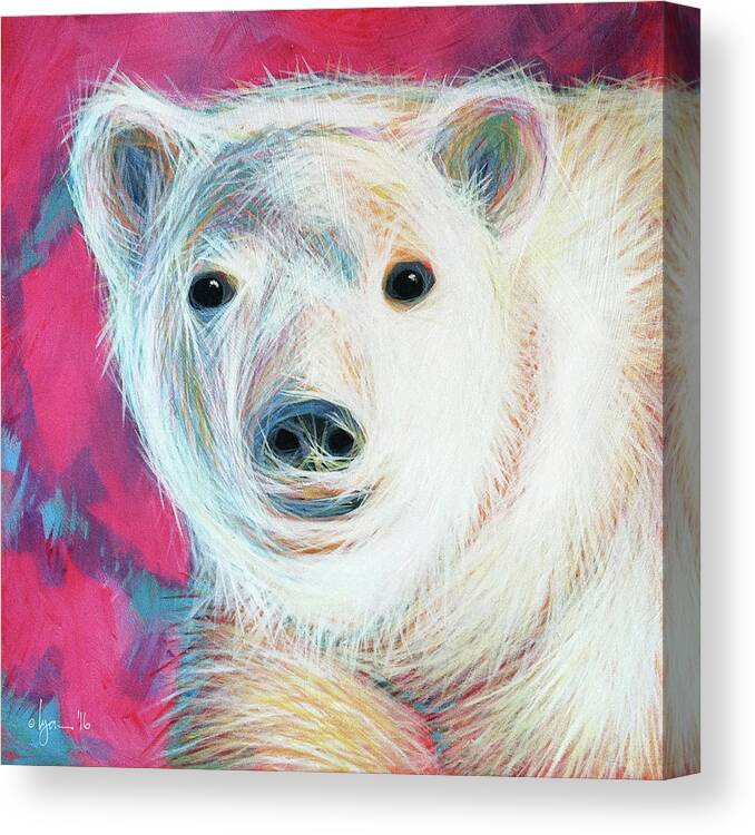 Bears Canvas Print featuring the painting Even Polar Bears Love Pink by Angela Treat Lyon