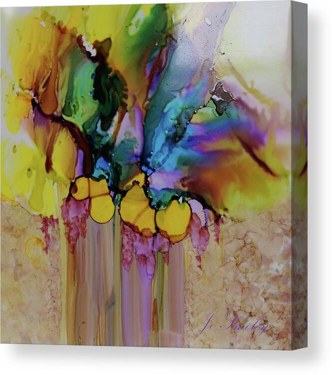 Floral Canvas Print featuring the painting Explosion of Petals by Jo Smoley