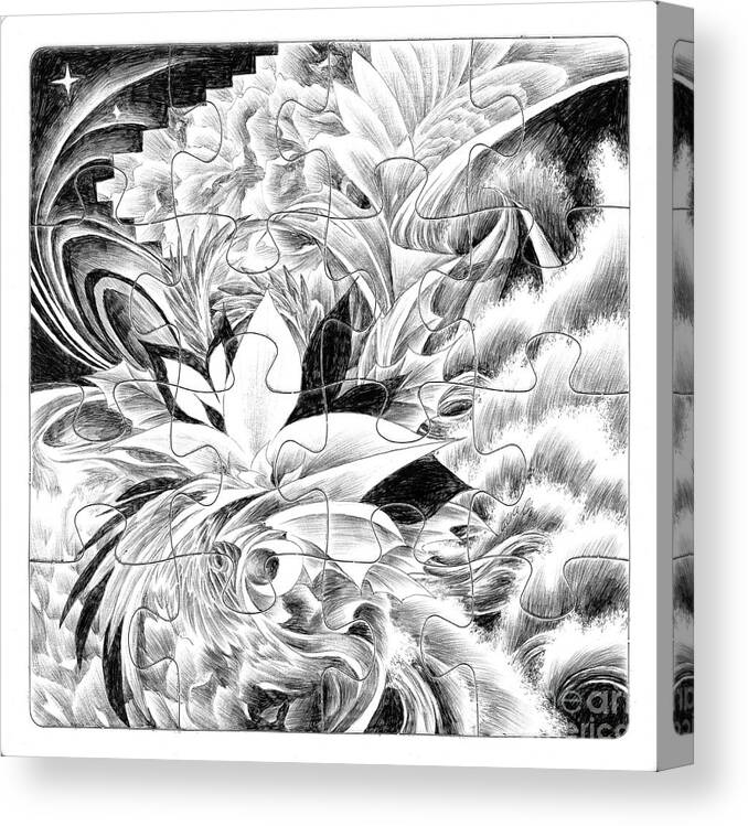 Abstract Canvas Print featuring the drawing Expression - Heart by Alice Chen