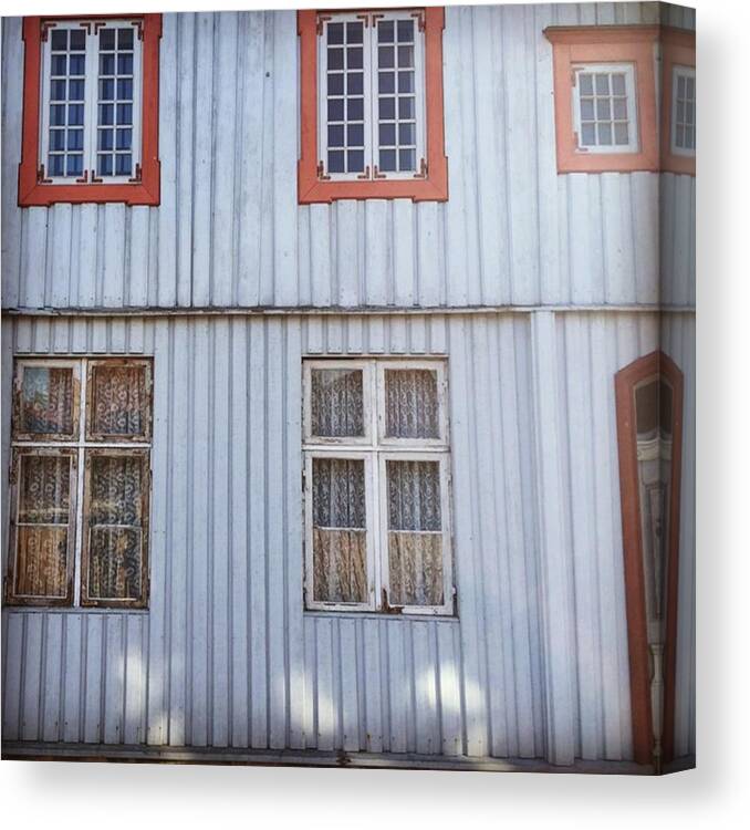 Urban Canvas Print featuring the photograph Facade Of A Wooden House In Haapsalu by Zin Zin