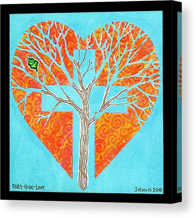 Tree Canvas Print featuring the painting Faith Hope Love Tree by Jim Harris