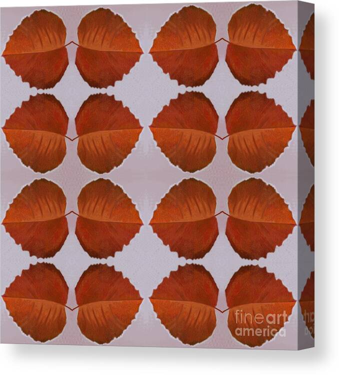 Red Leaves Canvas Print featuring the digital art Fallen Leaves Arrangement by Helena Tiainen