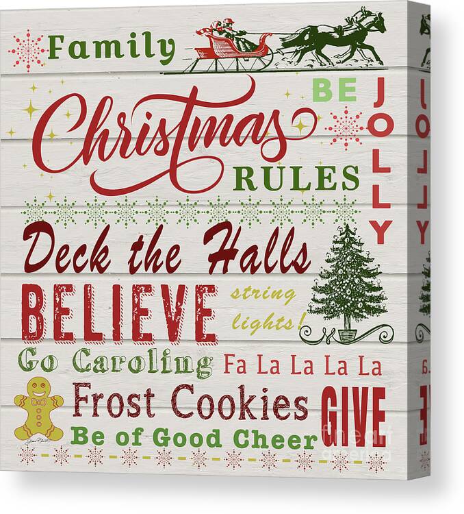Christmas Canvas Print featuring the digital art Family Christmas Rules-A by Jean Plout