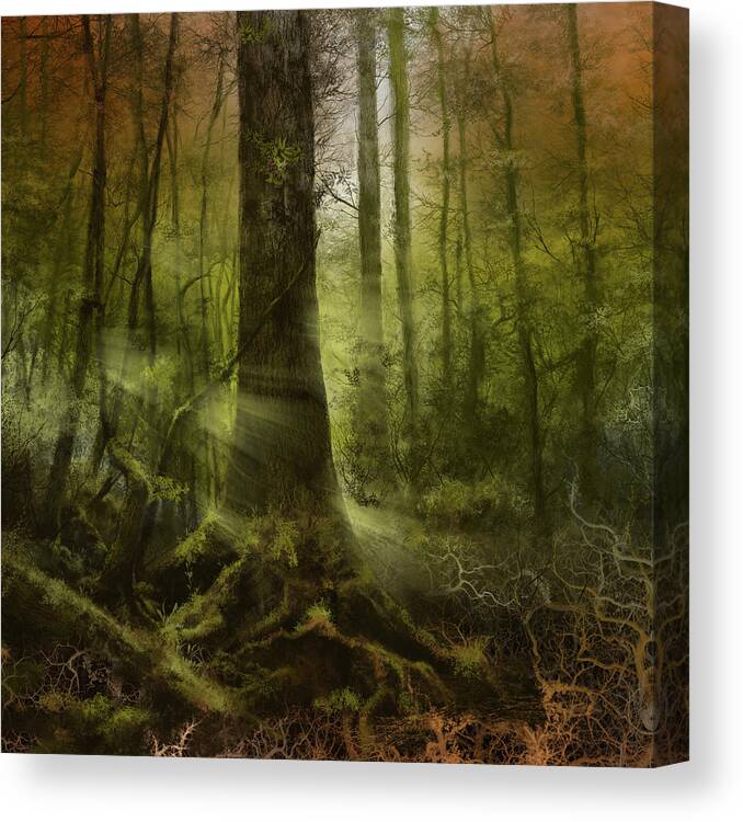 Est Canvas Print featuring the digital art Fantasy Forest 2 3 by Bekim M