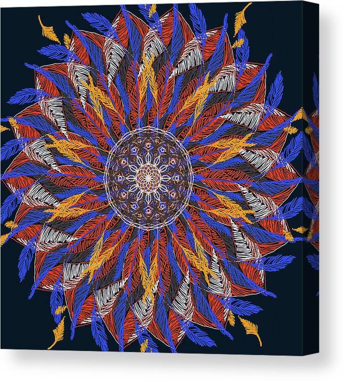 Art Canvas Print featuring the digital art Feather Mandala IV by Ronda Broatch
