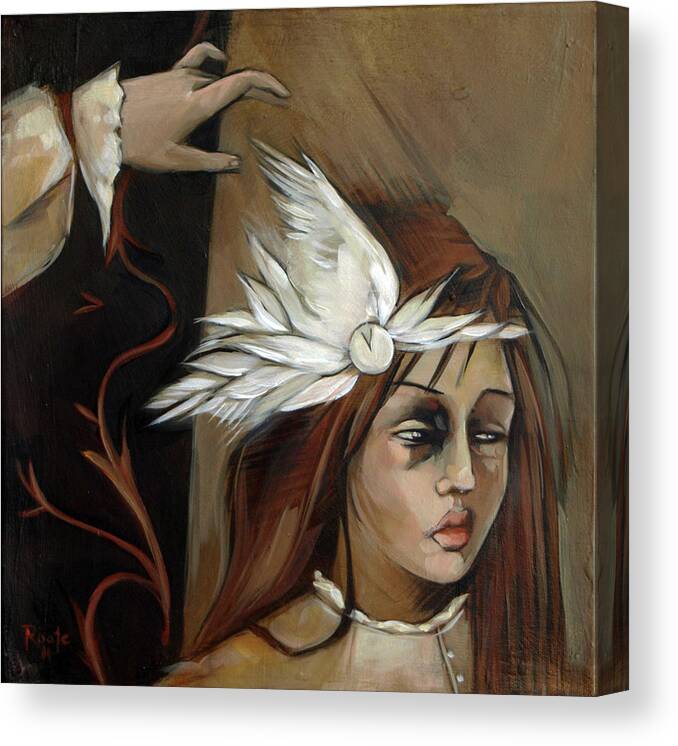 Feather Canvas Print featuring the painting Feathers on Broken Girl by Jacqueline Hudson