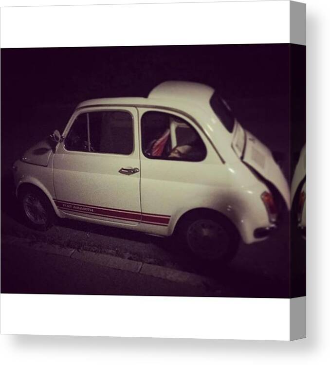  Canvas Print featuring the photograph Fiat Abarth In The Night. Oldi But Goldi by Alex Binder