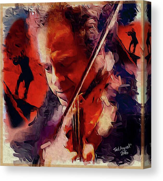 Itzak Perlman Canvas Print featuring the painting Fiddler by Ted Azriel