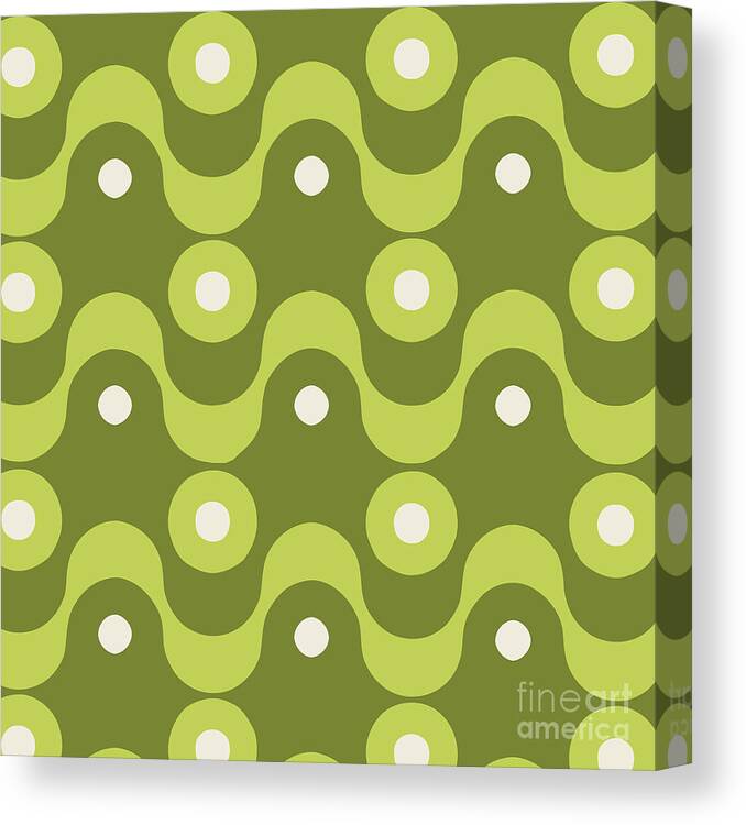 Avocado Green Kitchen Canvas Print featuring the painting Fifties Kitchen IX by Mindy Sommers