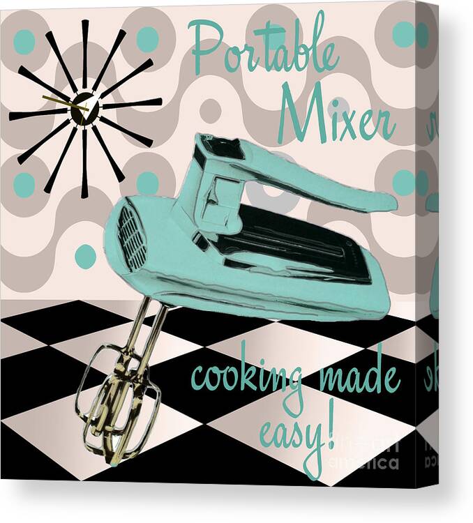 Vintage Mixer Canvas Print featuring the painting Fifties Kitchen Portable Mixer by Mindy Sommers