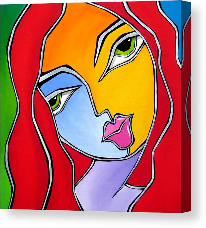 WHERE HAVE YOU Original Abstract Painting Modern Art Face Print by Fidostudio 