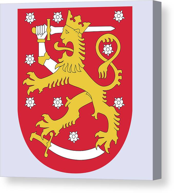 Finland Canvas Print featuring the drawing Finland Coat of Arms by Movie Poster Prints