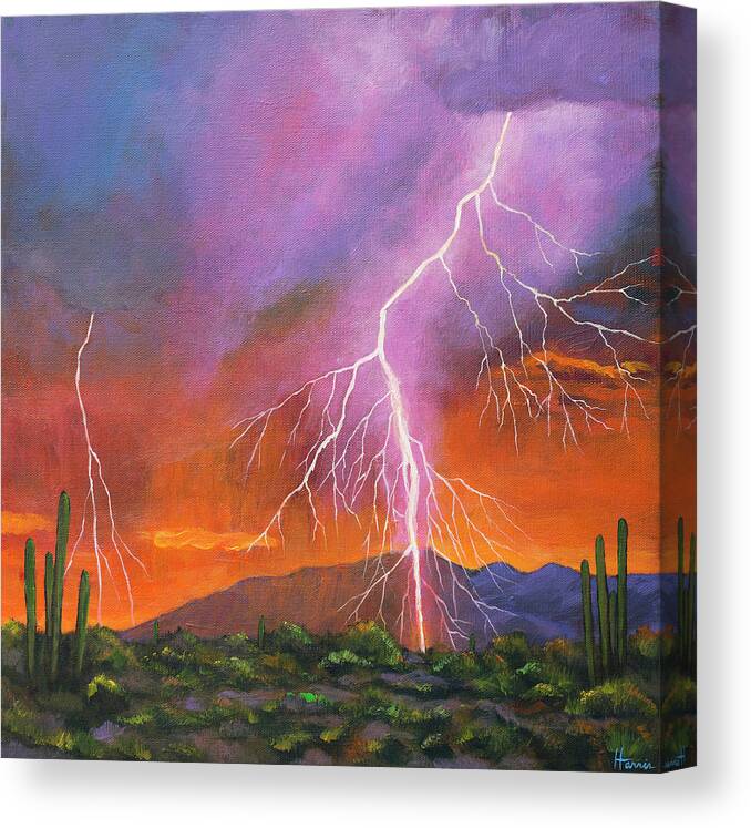 Arizona Canvas Print featuring the painting Fire in the Sky by Johnathan Harris