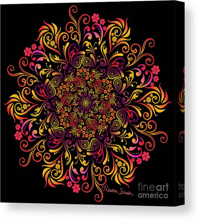 Sales Canvas Print featuring the digital art Fire Swirl Flower by Heather Schaefer