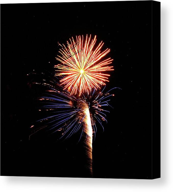 Fireworks Canvas Print featuring the photograph Fireworks from a Boat - 25 by Jeffrey Peterson