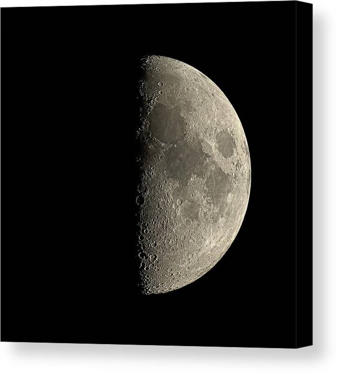 Moon Canvas Print featuring the photograph First Quarter Moon by Eckhard Slawik