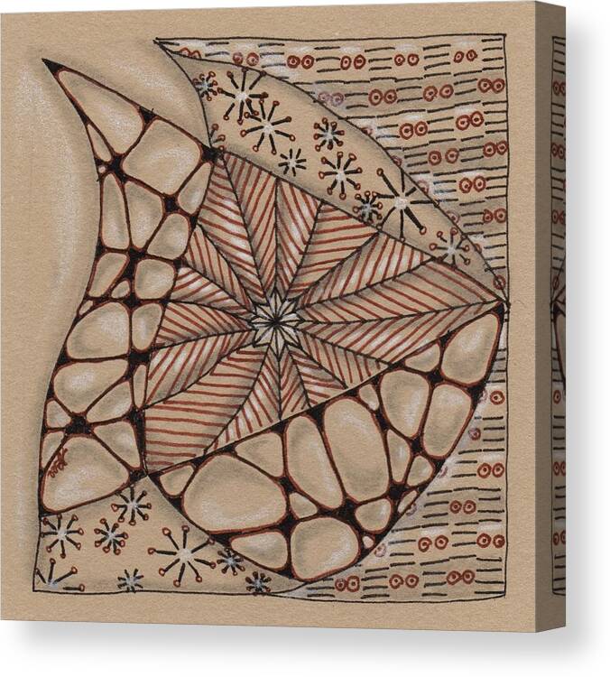 Zentangle Canvas Print featuring the drawing Fish on a Mission by Jan Steinle
